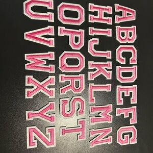Pink Alphabet Iron-On Patches Set